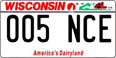 WI license plate 005NCE