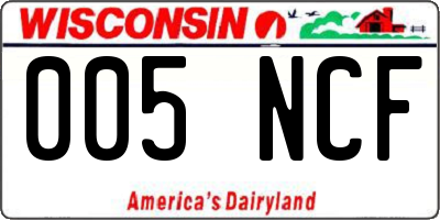 WI license plate 005NCF