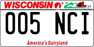 WI license plate 005NCI
