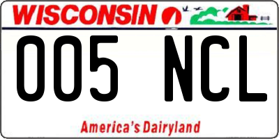 WI license plate 005NCL