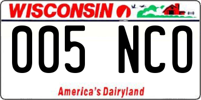 WI license plate 005NCO