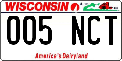 WI license plate 005NCT