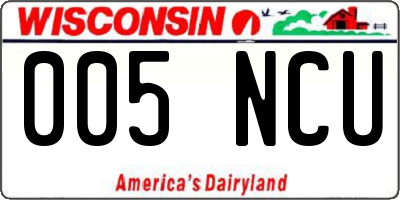 WI license plate 005NCU