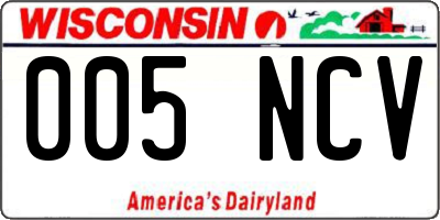 WI license plate 005NCV