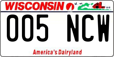 WI license plate 005NCW