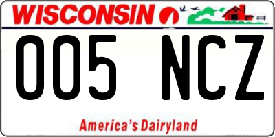 WI license plate 005NCZ
