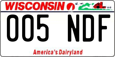 WI license plate 005NDF