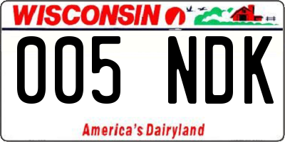 WI license plate 005NDK