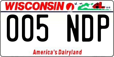 WI license plate 005NDP
