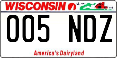 WI license plate 005NDZ