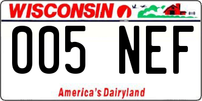WI license plate 005NEF