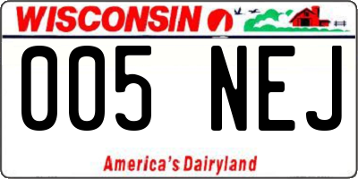 WI license plate 005NEJ