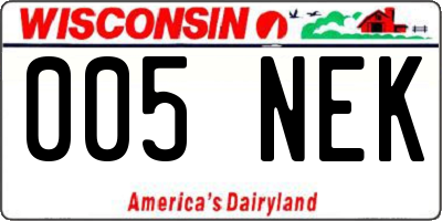 WI license plate 005NEK