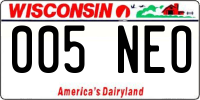 WI license plate 005NEO