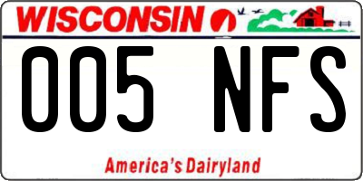 WI license plate 005NFS