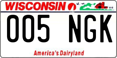 WI license plate 005NGK