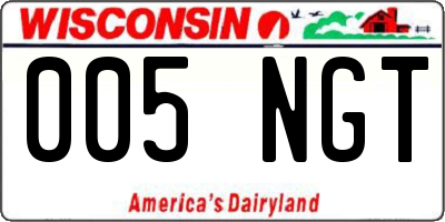 WI license plate 005NGT