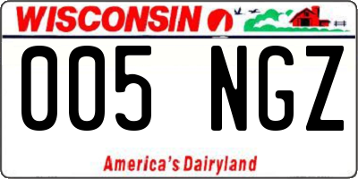 WI license plate 005NGZ