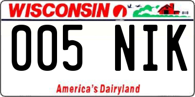 WI license plate 005NIK