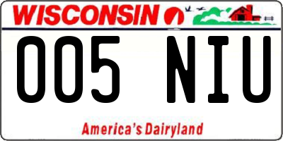 WI license plate 005NIU