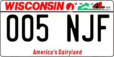 WI license plate 005NJF