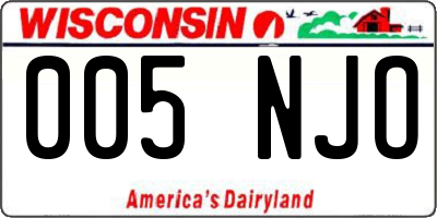 WI license plate 005NJO