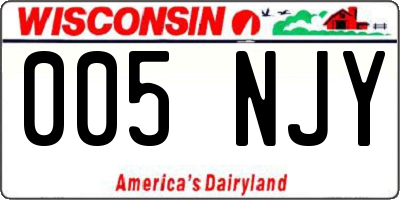 WI license plate 005NJY