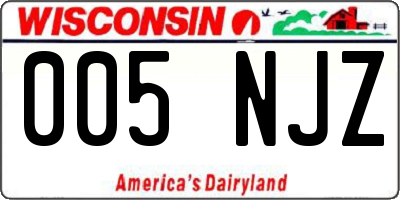 WI license plate 005NJZ