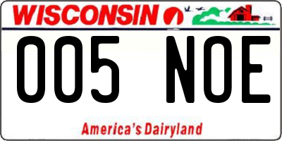 WI license plate 005NOE