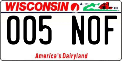 WI license plate 005NOF