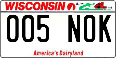 WI license plate 005NOK