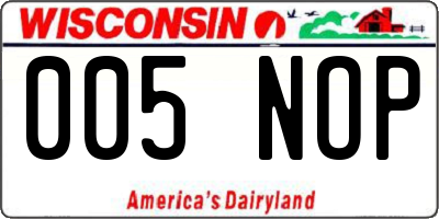 WI license plate 005NOP