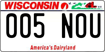 WI license plate 005NOU