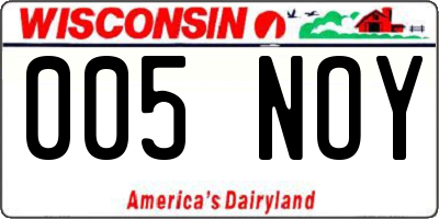 WI license plate 005NOY
