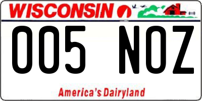 WI license plate 005NOZ