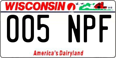 WI license plate 005NPF