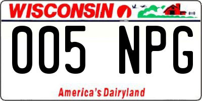 WI license plate 005NPG