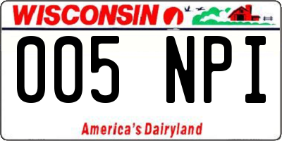 WI license plate 005NPI