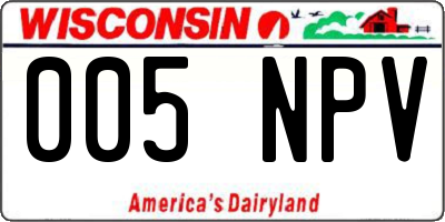WI license plate 005NPV