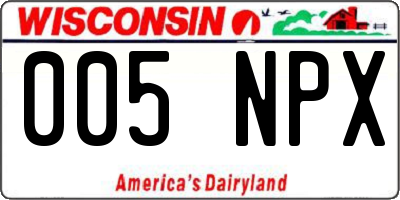 WI license plate 005NPX