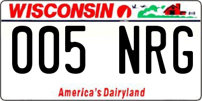 WI license plate 005NRG