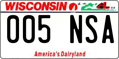 WI license plate 005NSA