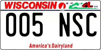 WI license plate 005NSC