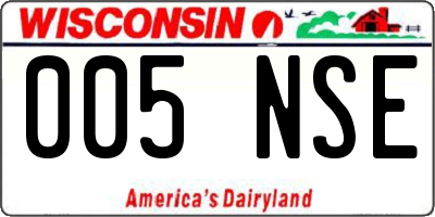 WI license plate 005NSE
