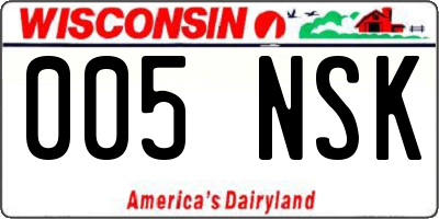 WI license plate 005NSK