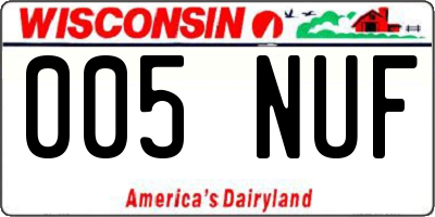 WI license plate 005NUF