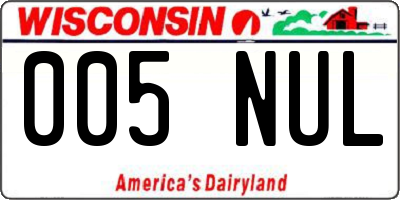 WI license plate 005NUL
