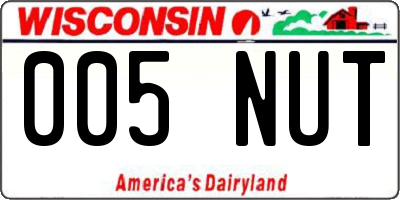 WI license plate 005NUT