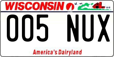 WI license plate 005NUX