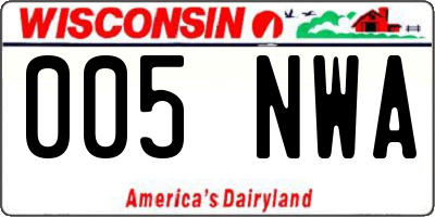 WI license plate 005NWA